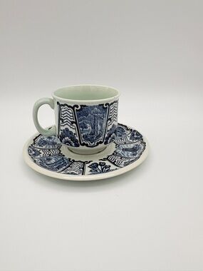 BOCH Old Dutch Blue White Cup Saucer Delft Windmill Holland